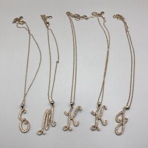 Liz Claiborne Dazzling Rhinestone Initial Letters Necklace E M K J Pick/Choose